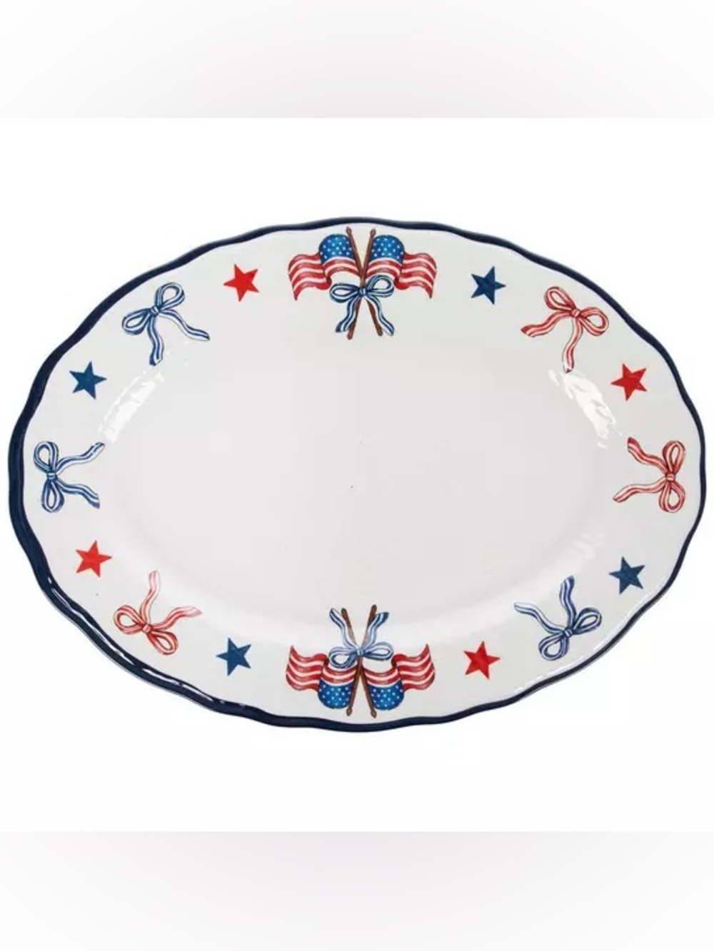 Stars & American Flags Scalloped Platter